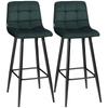 Bar Stool Set of 2, Modern Design, Soft Seat, Steel Frame, 42 X 55 X 103 Cm, Green