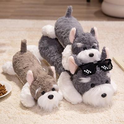 Animal Lying Dog Doll Plush Toy Schnauzer Doll Children Soothing Rag Doll Birthday Gift