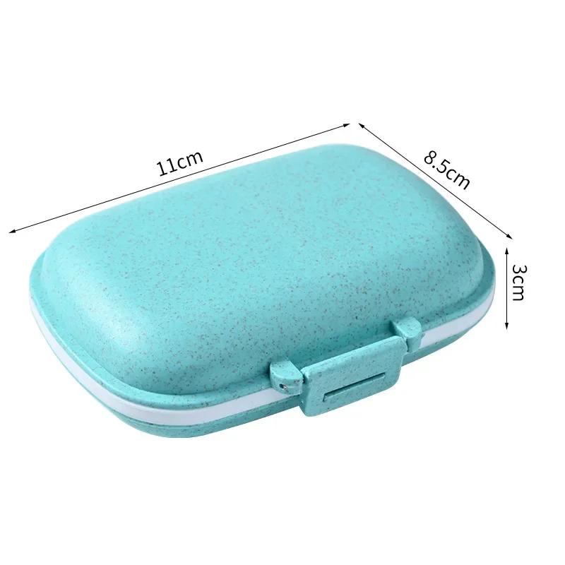 Mini przenośny 8 kratek pojemnik na tabletki organizer na leki podróżne pojemnik na tabletki z pszenicą do przechowywania dozownik do leków