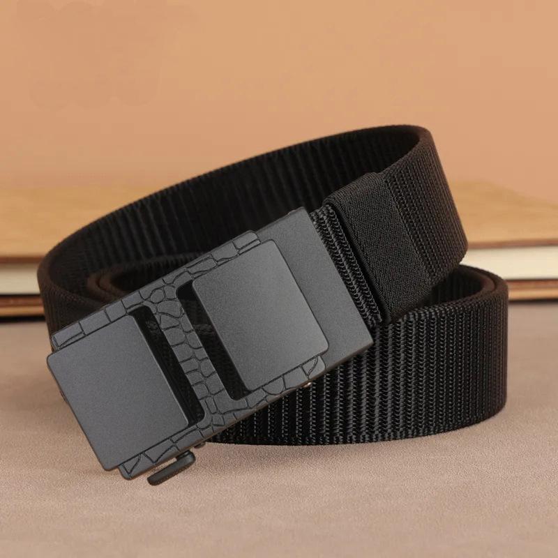 Men's Belt New Automatic Buckle Durable Nylon Tactical Braided Belt Middle Aged and Young Outdoor Trouser Belt Belt Men