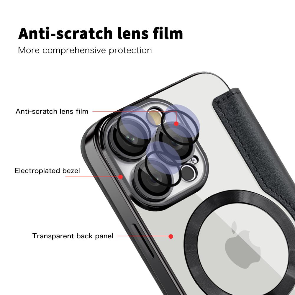 For iPhone 16 Pro Max Magnetic Case Card Slots RFID Blocking Leather Phone Cover