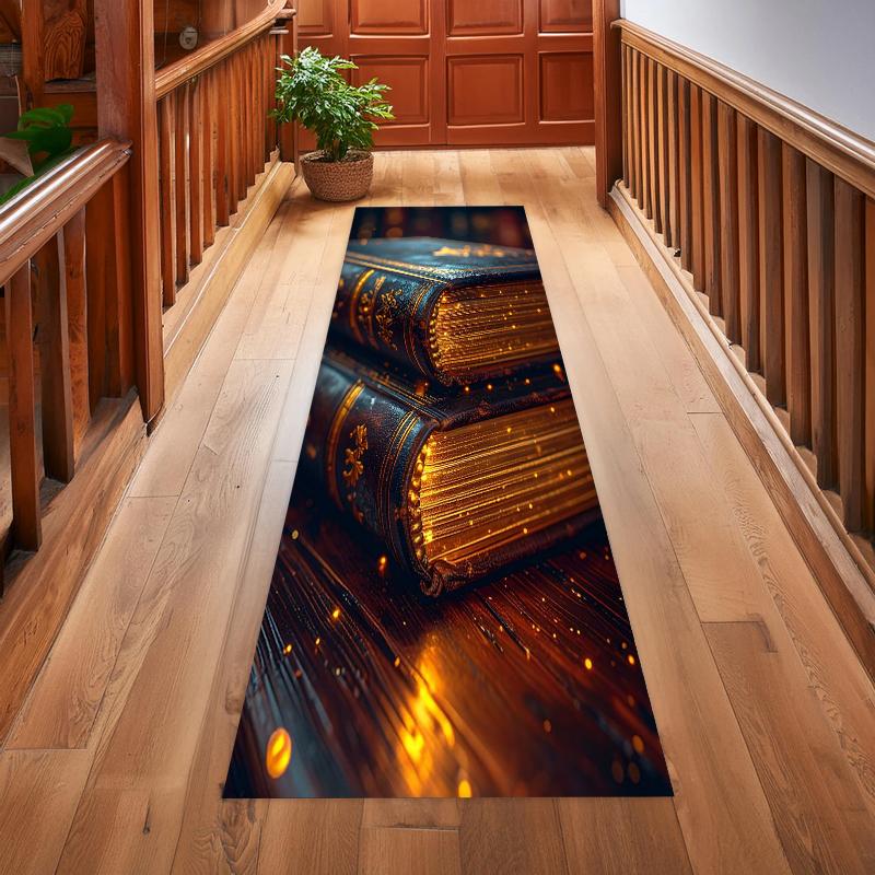 

3D Illusion Book Stack Long Hallway Rug Runner Carpet Mat Vintage Books Pattern Home Decoration Floor Rugs for Living Room 50x150CM