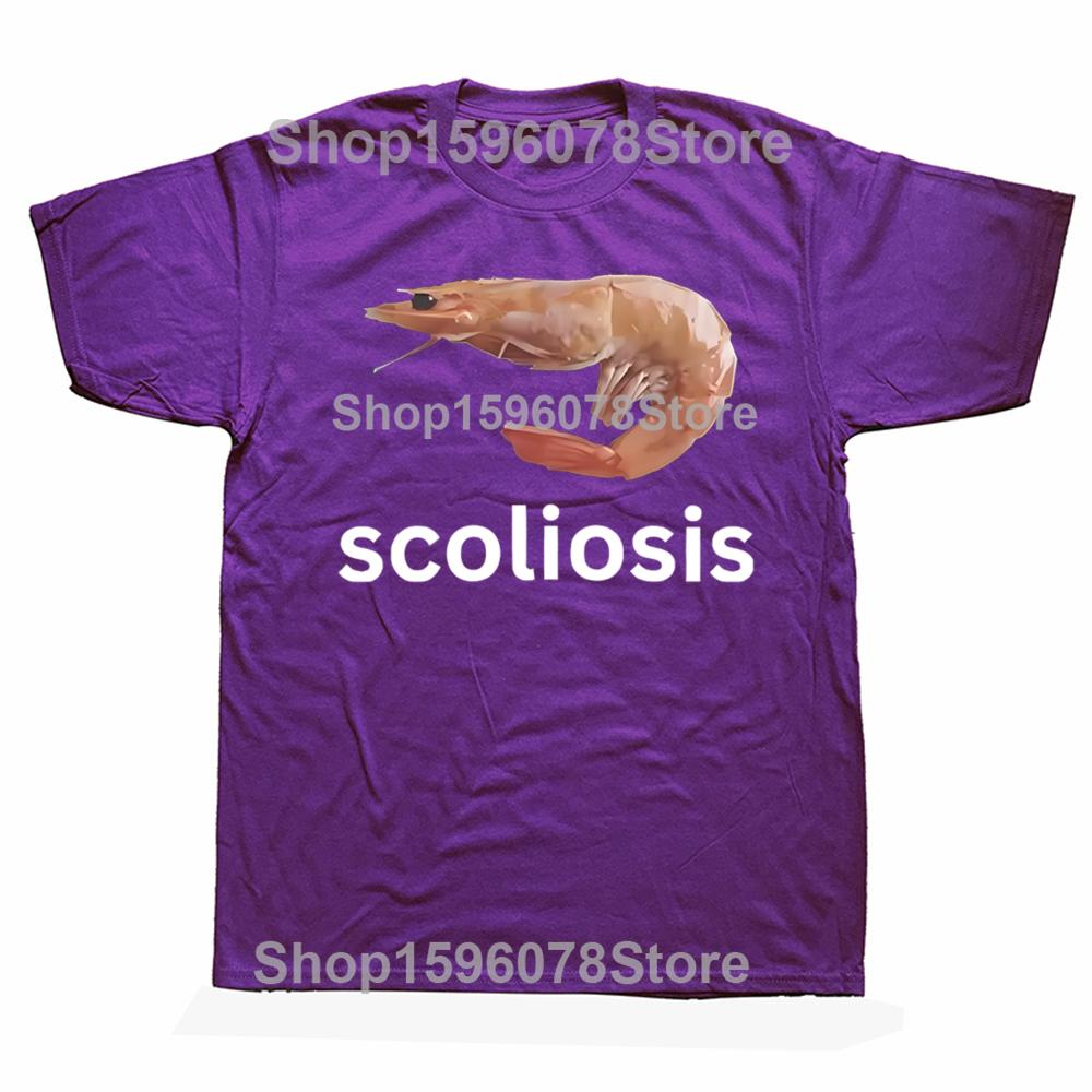 2025 Scoliosis Funny Shrimp Meme Graphic T-shirts Men Women's Fashion Casual Tshirt 100% Cotton Loose Oversized T Shirt
