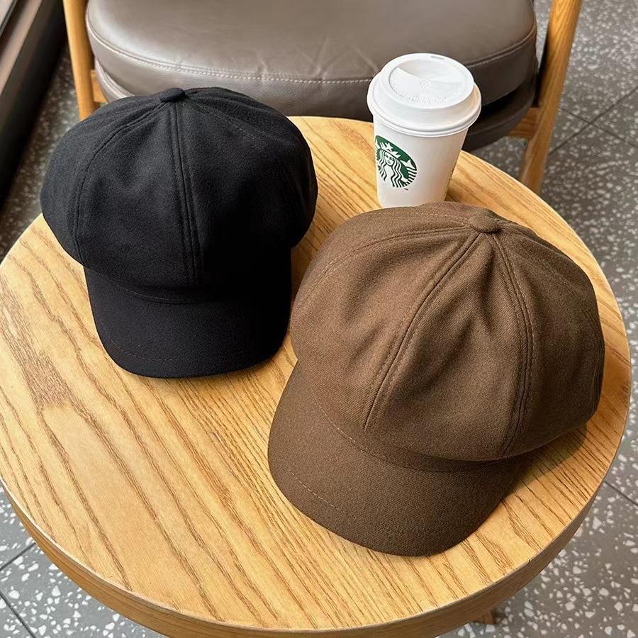 Autumn Winter Beret Women Girls Korean Vintage Fashion Versatile Octagonal Hat Artistic Style Newsboy Hat Japanese Painter Hat