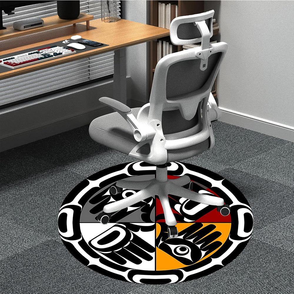 

1pc Totem Art Chair Carpet for Office Non-Slip, Machine Washable Rug for Office, Room - Polyester, Machine Made yy251029174 80cm by 80cm