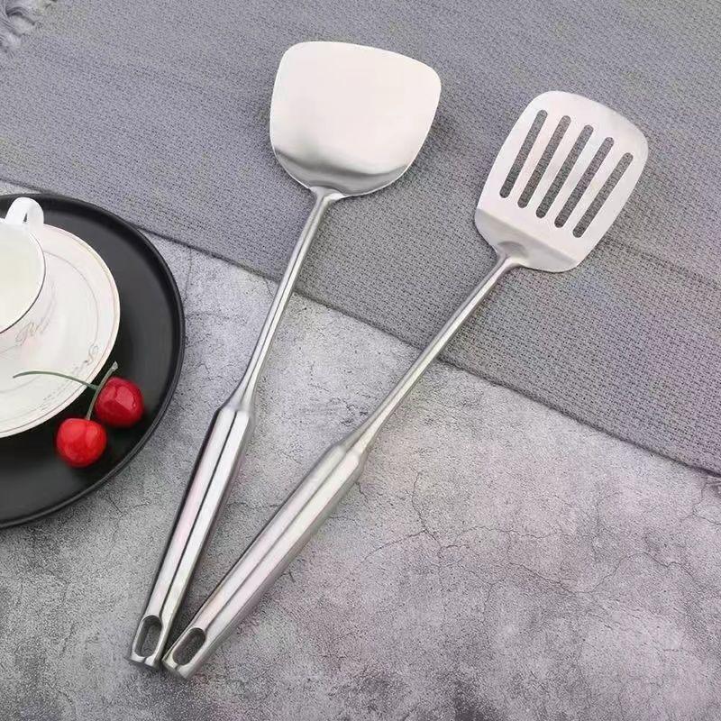German Stainless Steel Stir-Fry Spatula & Ladle Kitchen Utensil Set
