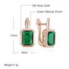 Shiny Green Natural Zircon Drop Earrings For Women Fashion  Rose Gold Color High Quality Daily Fine Vintage Jewelry