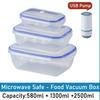 1/3PCS Vacuum Food Storage Box Storage Container Fridge Organizer Microwave Safe Fresh-Keeping Sealing Box Food Dispenser