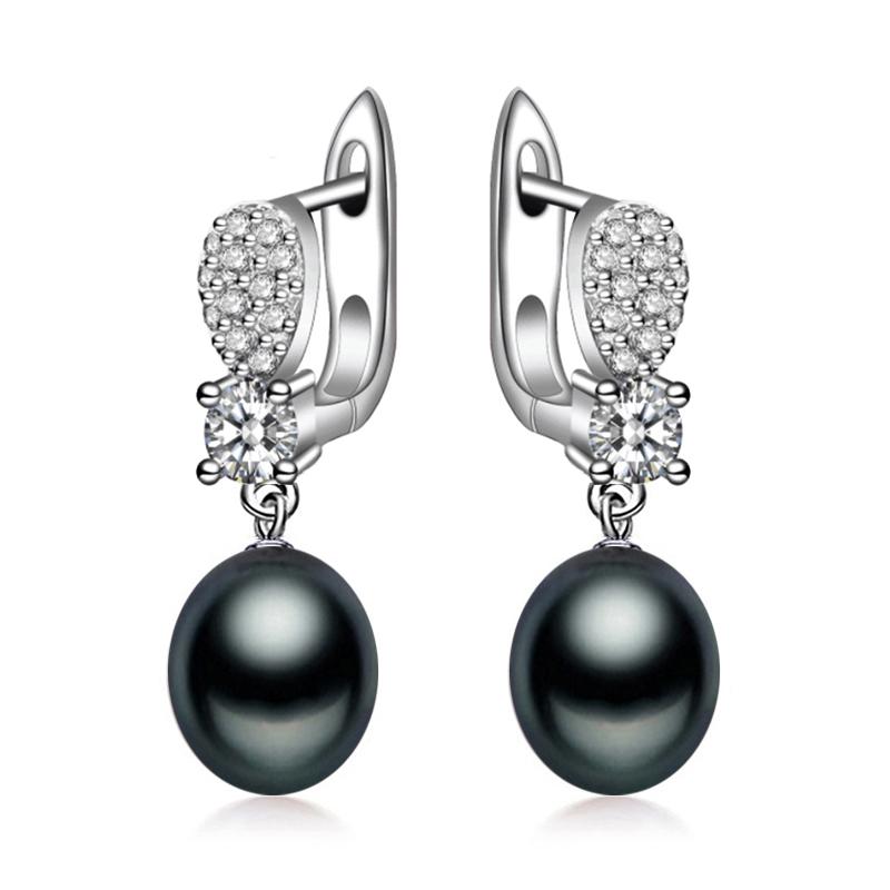 Natural Freshwater Pearl Hoop Earrings For Women Fashion Cultured Pearls Long Drop Earrings