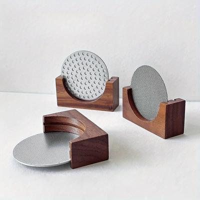 Espresso Coffee Filter Screen Holder Coffee Making Puck Screen Bracket Wooden Walnut Stand Rack for 51MM/53MM/58MM Puck Screen