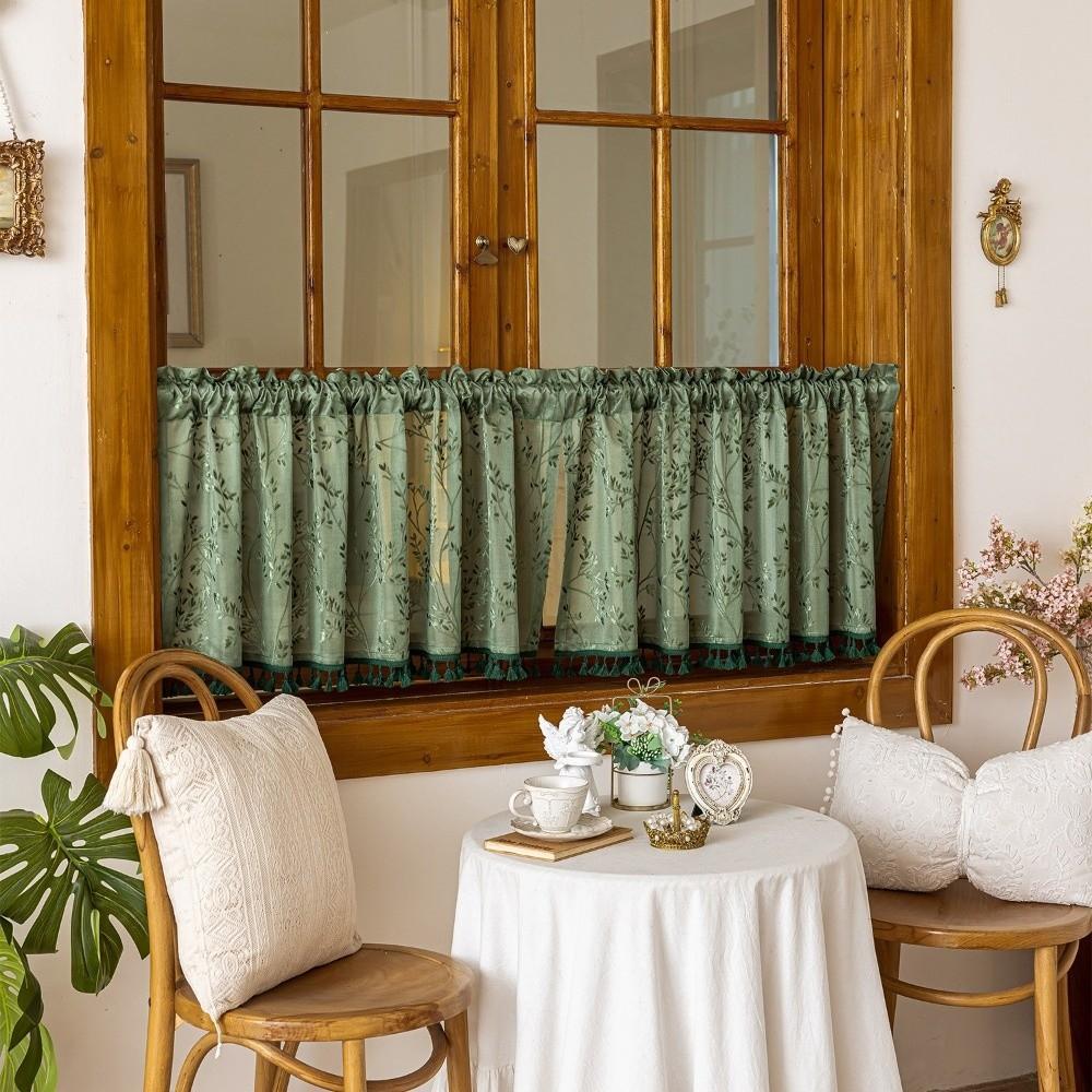 Pastoral Style Tulle Kitchen Curtain Sheer Voile Window Drapes Room Partition Curtain Living Room