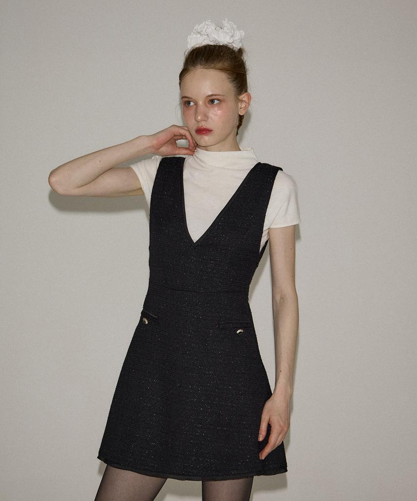SALON DE YOHN Bella Tweed Mini Dress_ Black