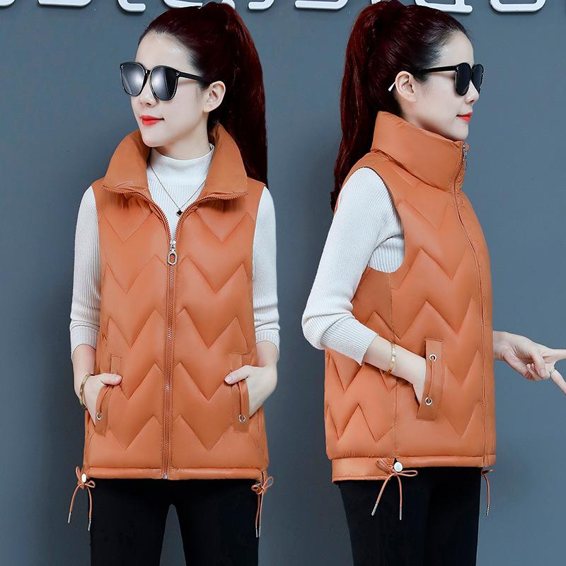 

Vest, Women s, Short, 2025 Autumn/winter New, Worn Outside, Fashionable and Warm, Cold Proof, Sleeveless Cotton Jacket, Simple Design M оранжевый