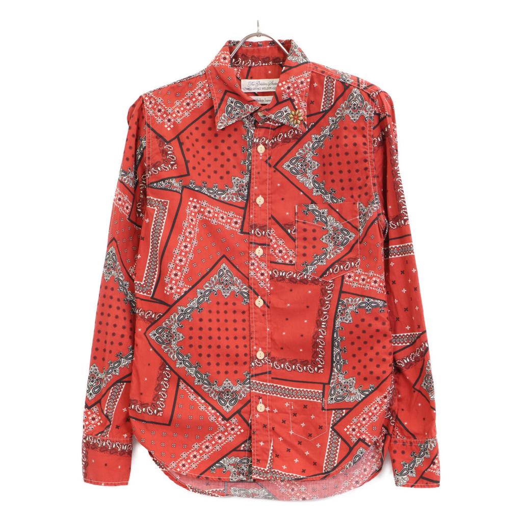 REMIRELIEF Red Bandana Pattern Long Sleeve Shirt Tops S RedUsed