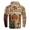 Men's Retro Casual Cross Art Print Oversized Drop-Shoulder Pockets Hoodie