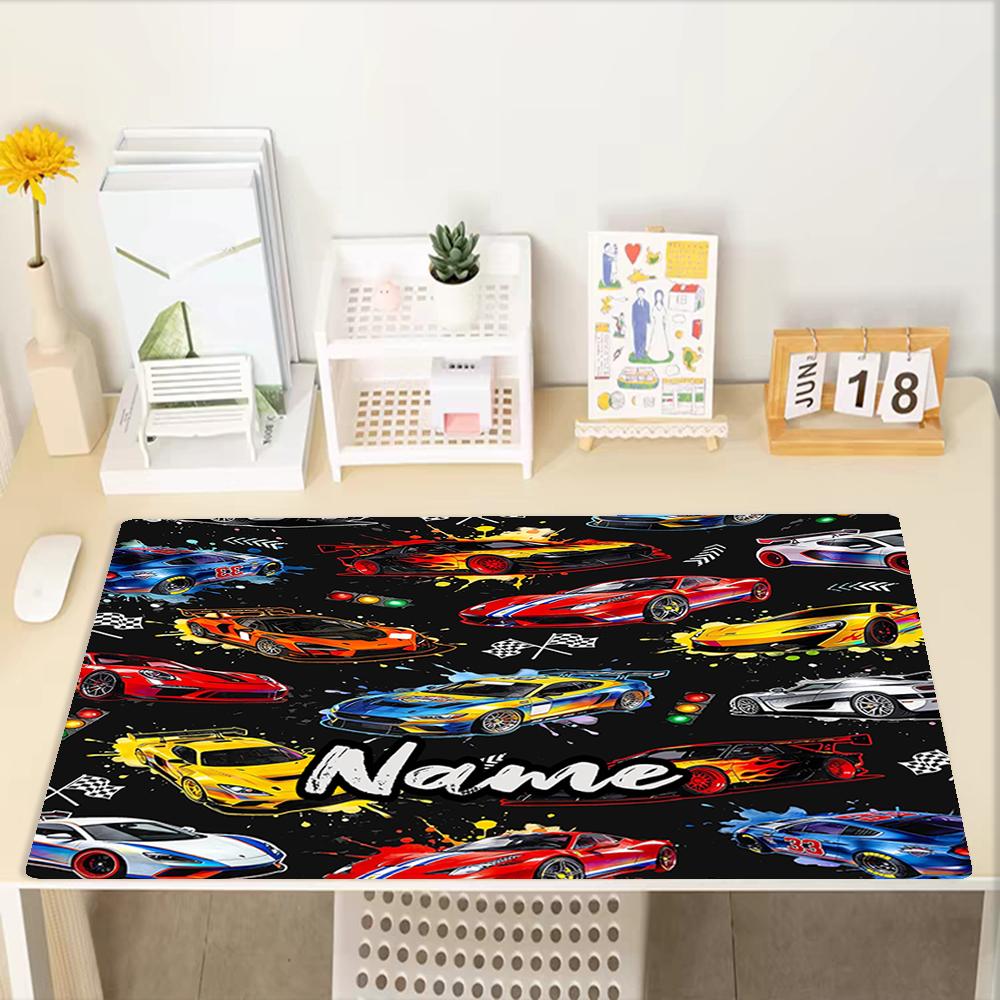 Custom Name Racing Theme Mouse Pad, Non Slip Rubber Base, Multifunctional Office & Home Decor, Perfect for Workspace Personalization.