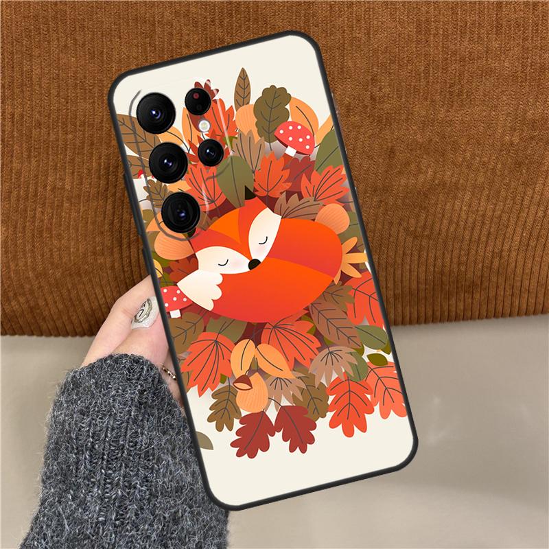 Autumn Leaves Fall Fox Phone Case For Samsung Galaxy S25 Ultra S9 S10 Plus S20 FE S21 S22 S23 S24 Ultra Back Cover