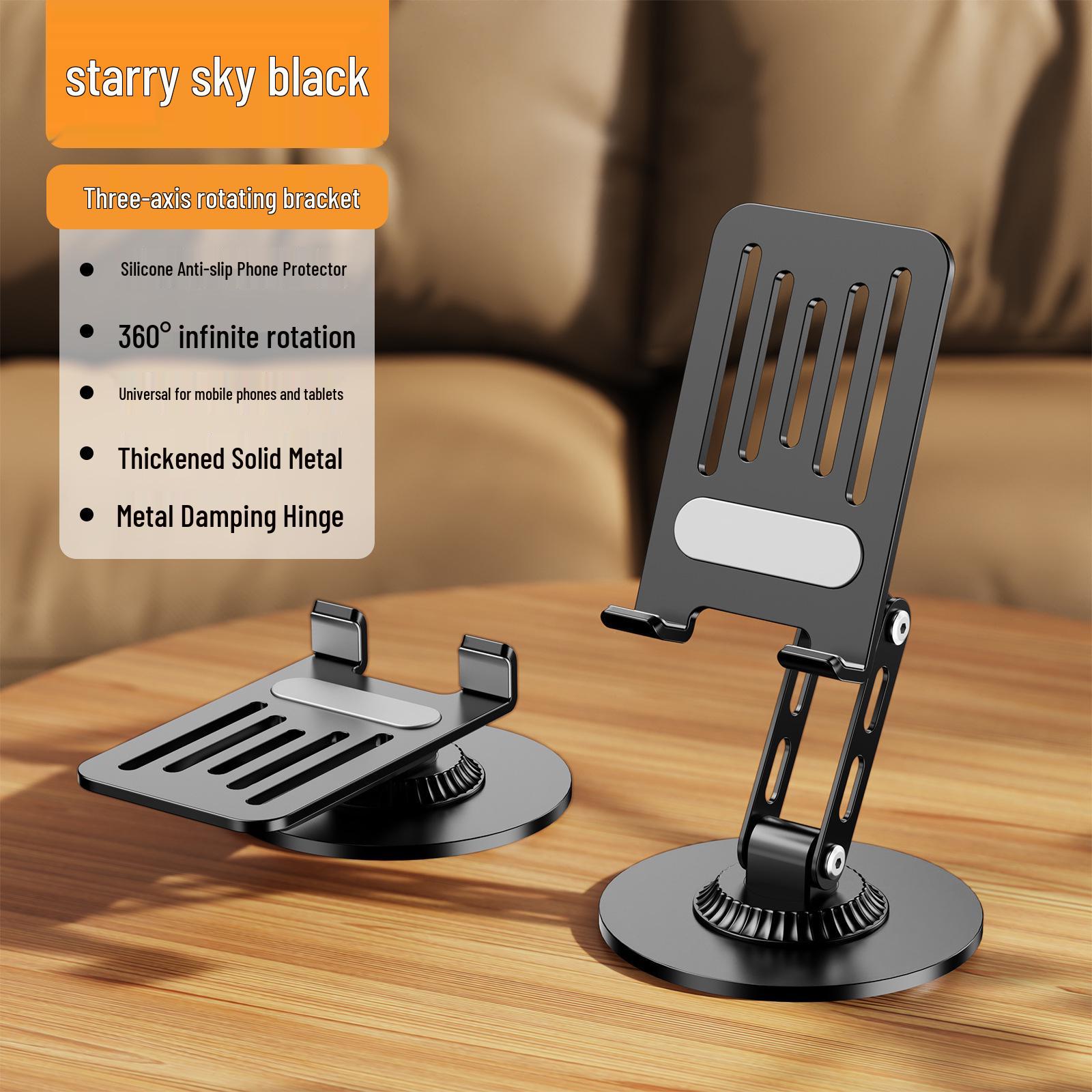 

Three-Axis All-Metal Phone & Tablet Holder with Thickened Base, 360-Degree Rotation, Foldable Design for Drawing & Video Watching