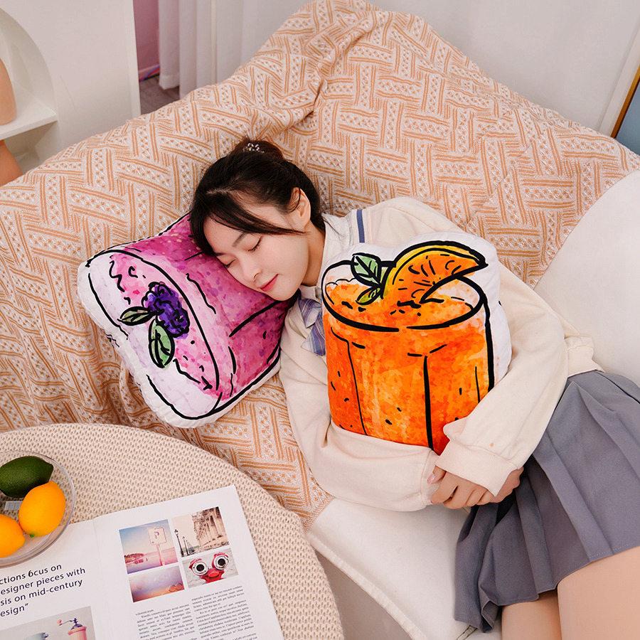 Mädchen Herz Saft Kissen Plüschtier Erdbeersaft Getränk Puppe Sofa Kissen Kissen Mädchen Beruhigungspuppe