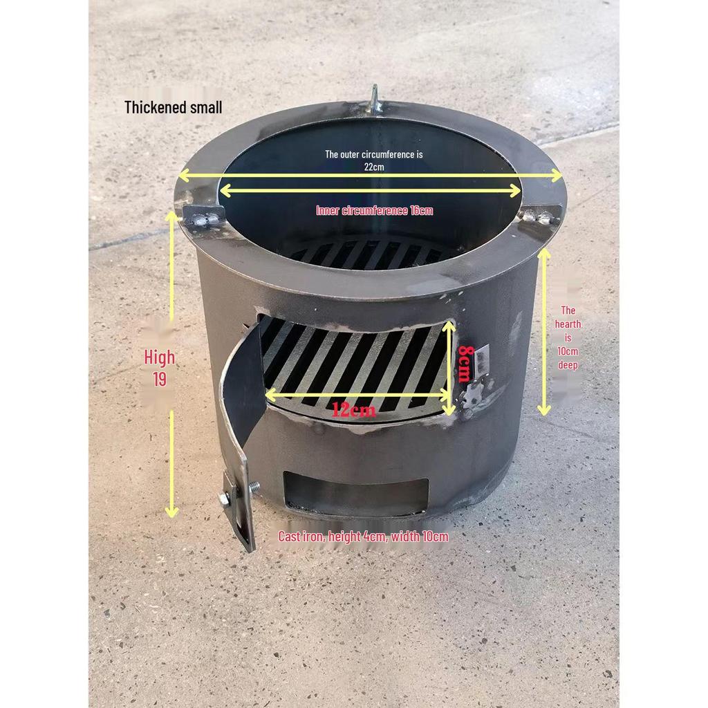 Compact Wood-Burning Cooker: Firewood & Charcoal-Compatible, Energy-Efficient Iron Pot Stove for Home Use