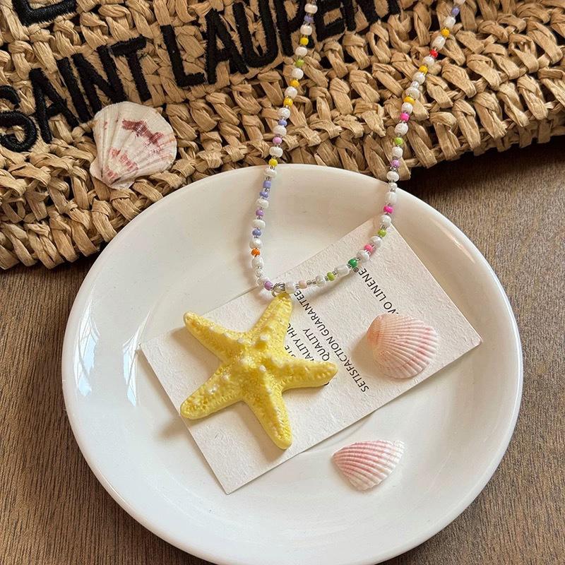 

Летнее ожерелье-подвеска Haihai Star на шнурке для женщин, девушек, пляжные украшения и аксессуары для отпуска, подарки на день рождения жёлтый