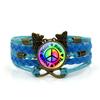 Colorful Peace Logo Time Gem Bracelet Women's Fashion Butterfly Infinity Symbol Hand-woven Multi-layer Hand Jewelry