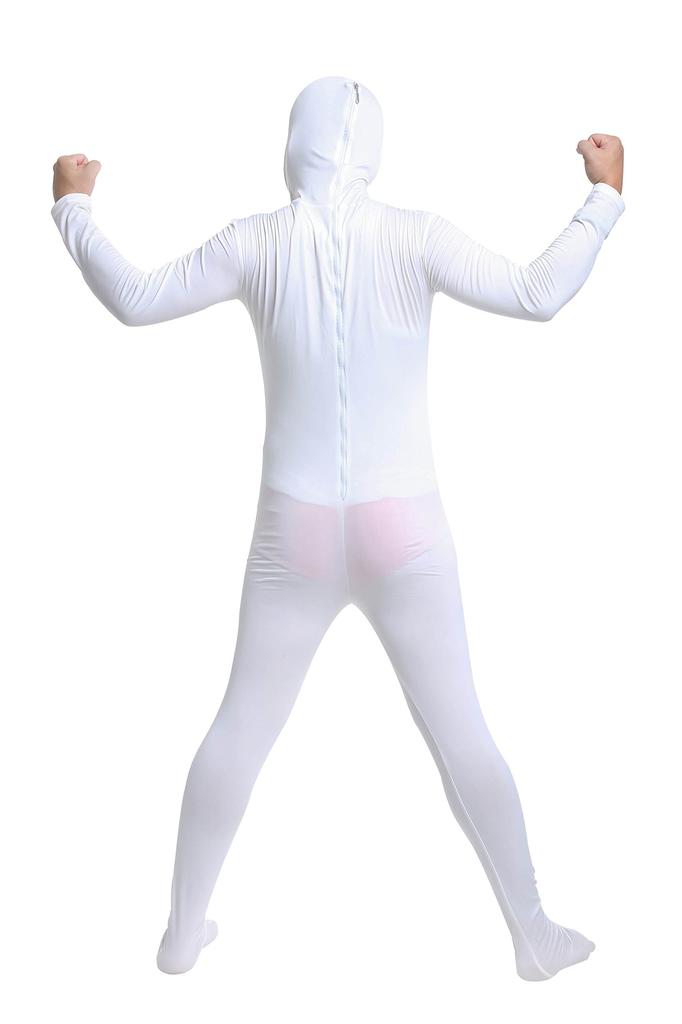 Omoshiro Club Zentai XXS Fits 120cm To 130cm Open Kigurumi Costume, Full-Body Suit, White, Children's Size, Tall, Face, (SS03-2H)