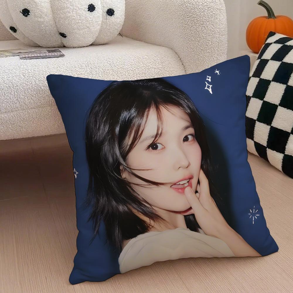 Sweet Korean Singer Beautiful Actress IIU Cushion Cover Throw Pillow Cover Hidden Button Durable Polyester Chair Cushion