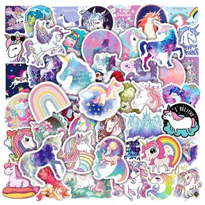 10PCS/50PCS Unicorn Stickers Rainbow Unicorn Graffiti Stickers for DIY Luggage Laptop Skateboard Motorcycle Bicycle Stickers