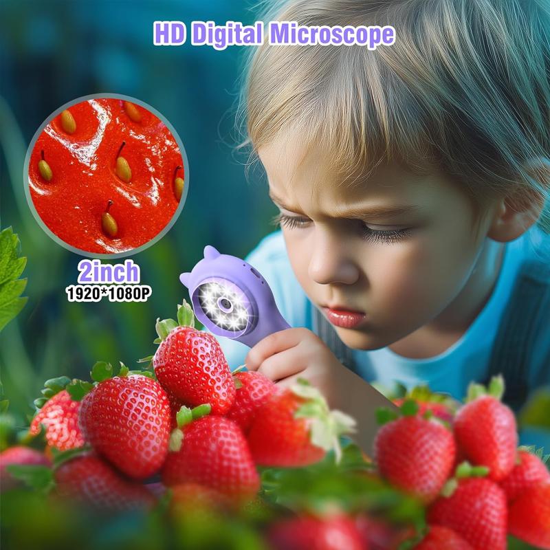 Taschenmikroskop Kinder 500X Wissenschaftliches Spielzeug Mit Foto- und Videofunktion Mini Handmikroskop Outdoor Kinder Lernspielzeug