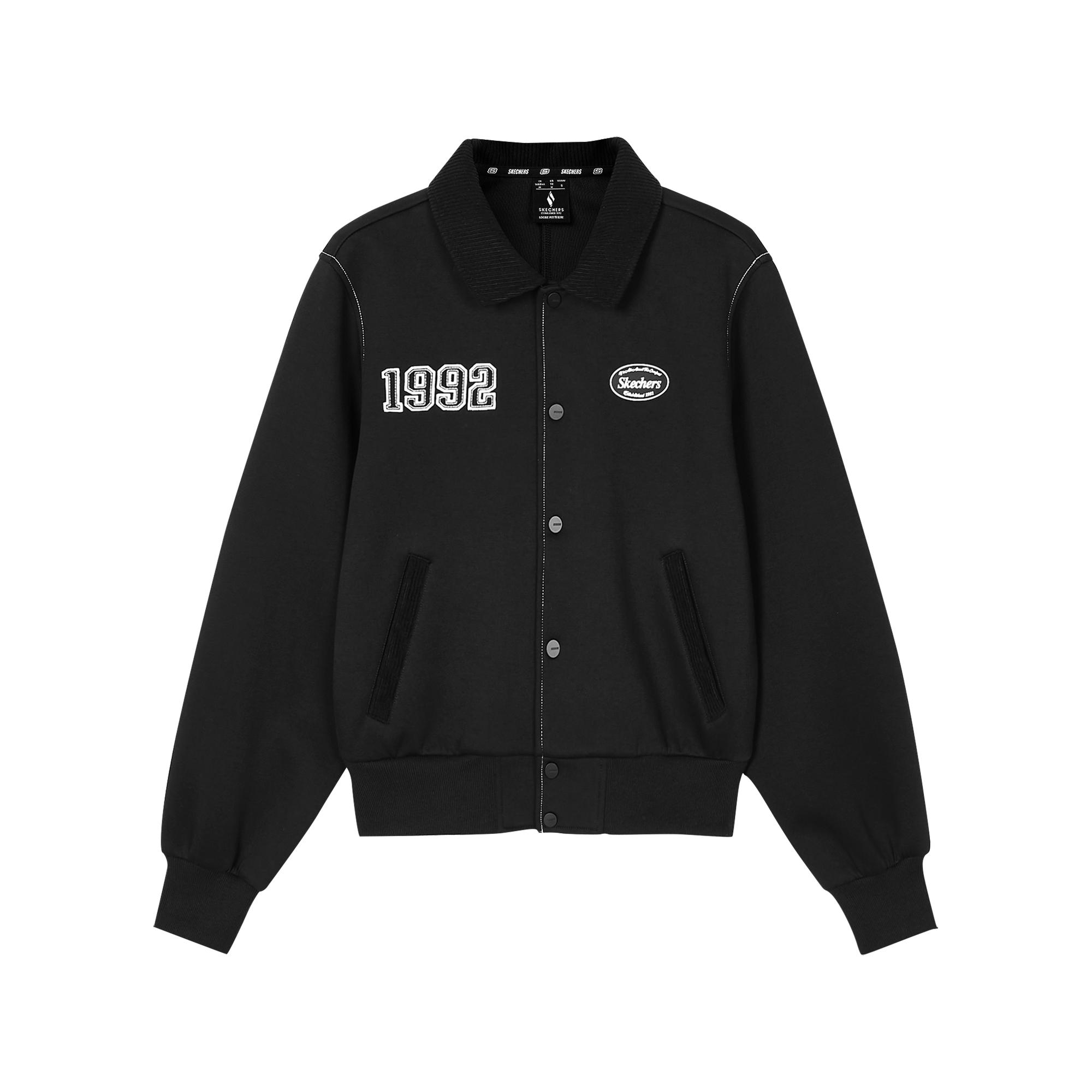 Skechers American Vintage Single-Breasted Lapel Fashion Jacket Women Jackets Carbon-Black L324W052-0018 S