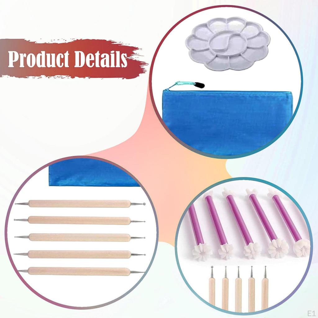 Flower Petal Tools for Dot Painting Dotting DIY Nail Art,Mandala Art Tool Glass