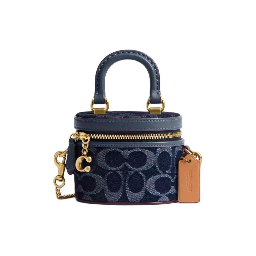 COACH Trail Denim With Refined Calfskin Handbag Mini Women's Brass & Blue CT097-B4BL