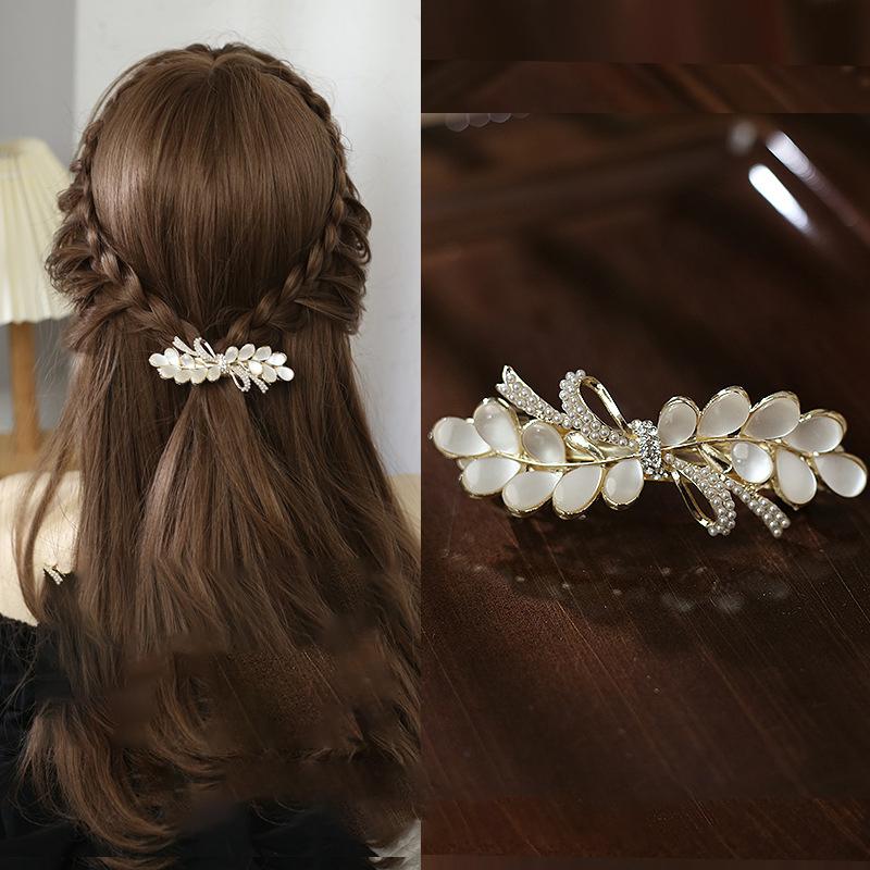 Elegant Floral Hair Barrette, French Clip Spring Hair Claw,  Accents, Bridal Hair Accessory For Half-Up Hairstyles