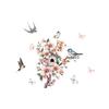 Cartoon Peach Blossom Branch Bird Swallow Wall Stickers, Self-Adhesive Decor for Living Room Room Background Wall Decoration