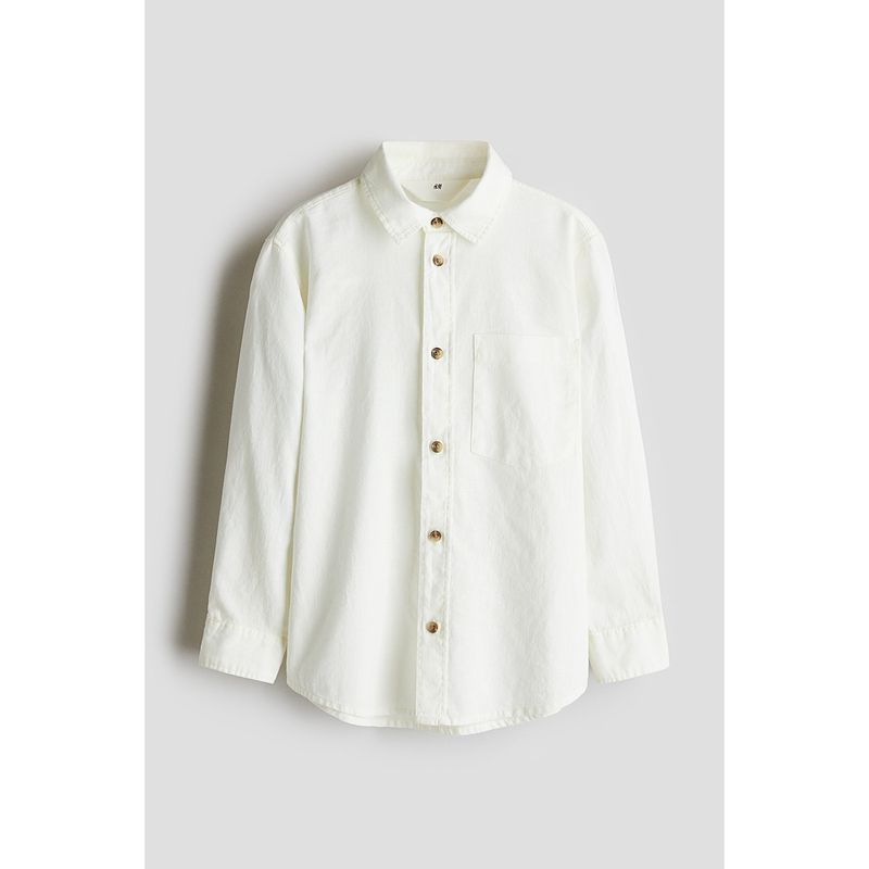 

HM Children s Clothing Boys Autumn 2025 New Arrival Linen Blended Shirt 1274102 Cream color 135/68(8-9Y)