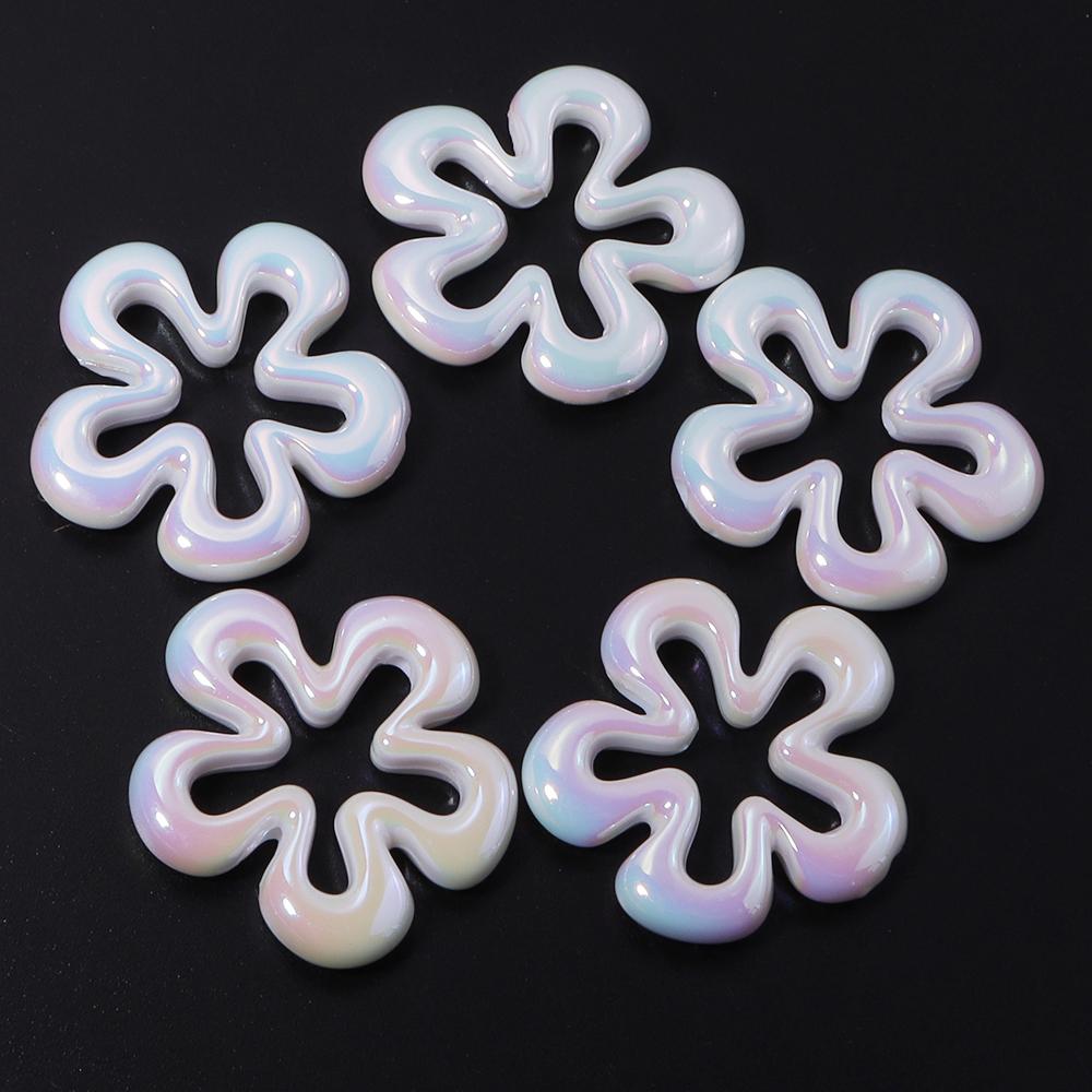 5pcs/lot Gradient Color Flower Beads Acrylic Beads Loose Spacer Beads For Jewelry Making DIY Bracelet Necklace Accessories