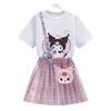 Girls' 2024 Summer JK Style Skirt Set: Korean Cartoon Top with Pleated Skirt Two-Piece Trendy Outfit