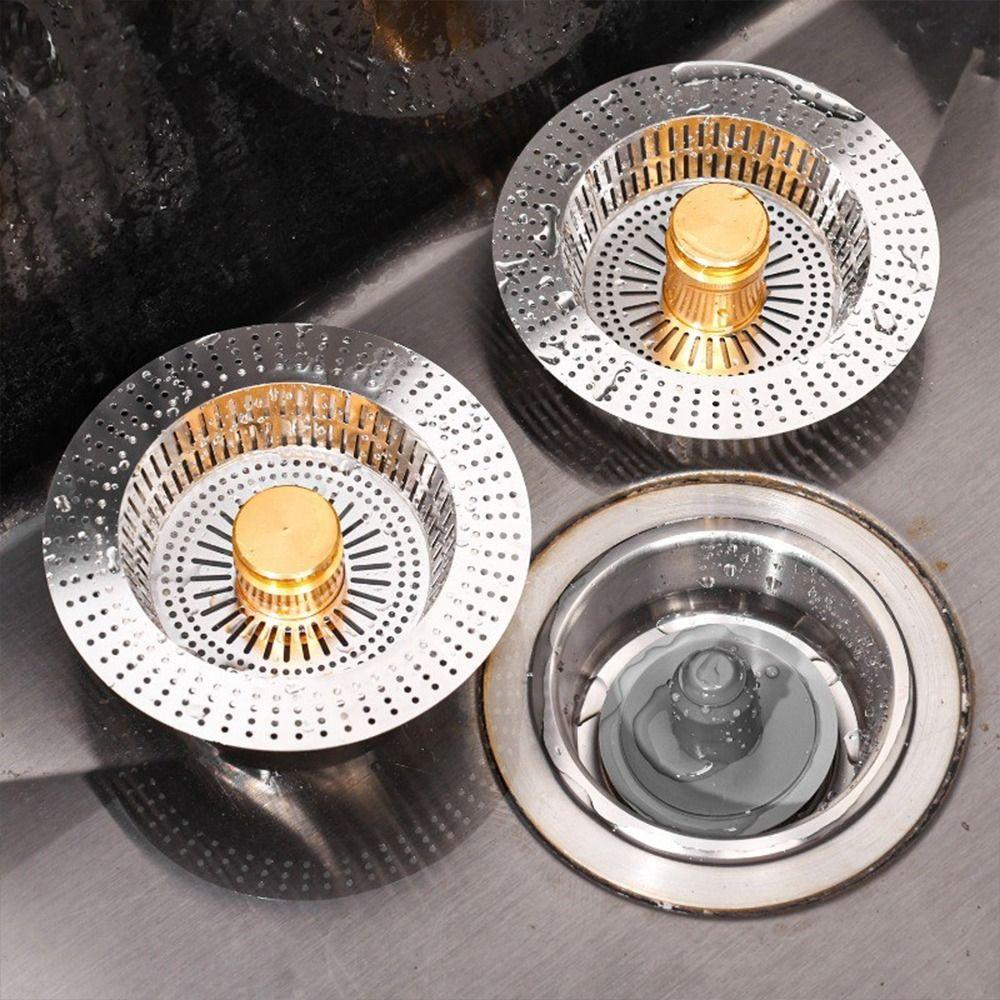 Pop-Up Sink Leak Stopper Stainless Steel Bounce Core Drainer Practical Food Catcher Strainer