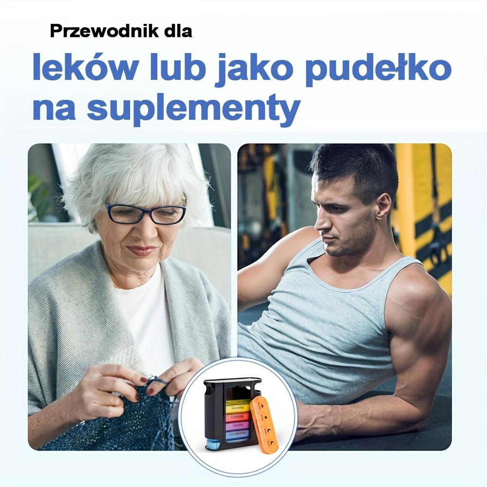 [Printed In Italy] Weekly Pill Organizer, 7 Stackable Compartments Four Times-a-Day - Morning, Noon, Evening, and Bedtime