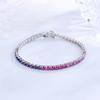 Multicolor 925 Sterling Silver Bracelet Tennis Bracelet 2 MM Adjustable Colorful Zircon Bracelets