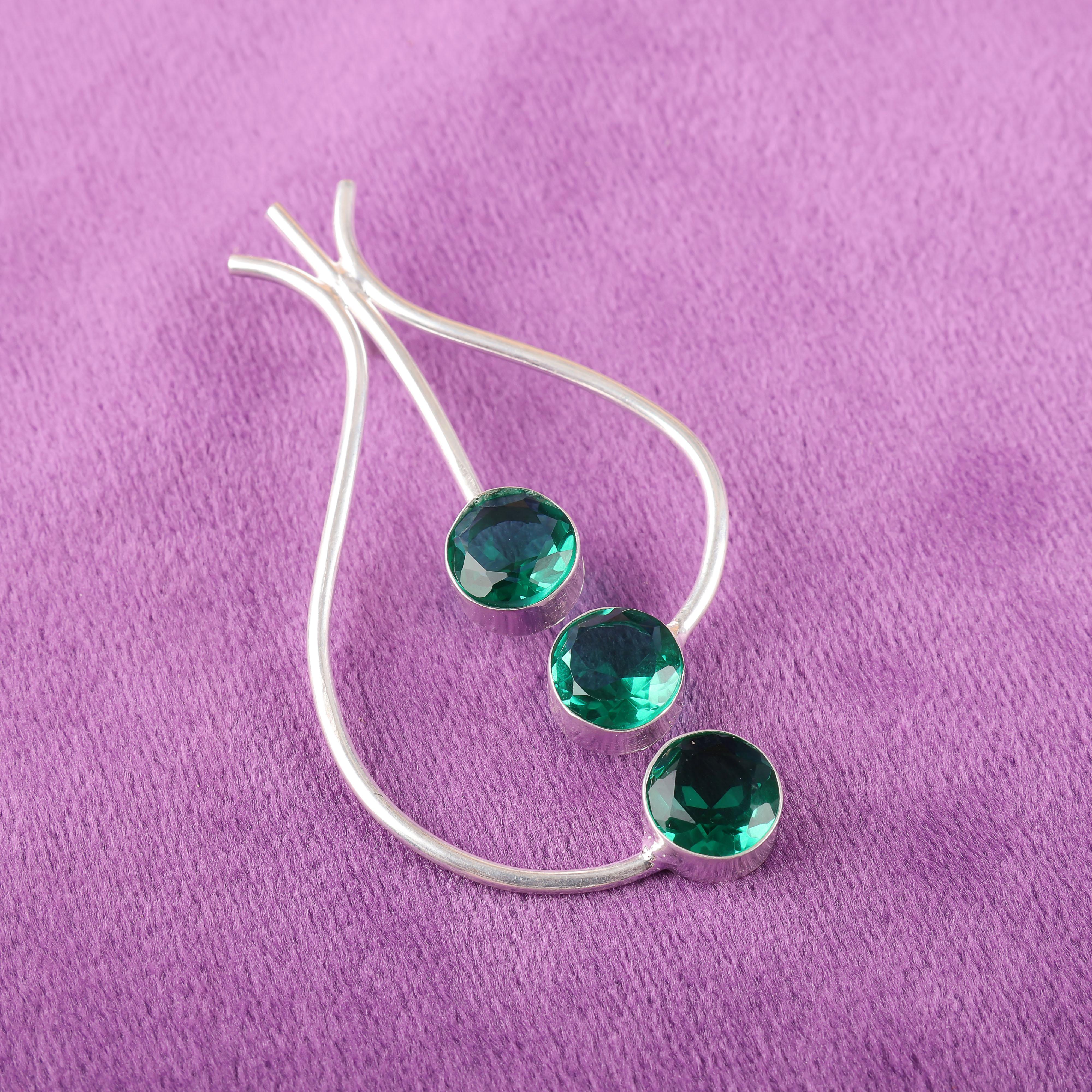 

Ювелирные изделия с подвеской из зеленого изумруда, ручная работа, великолепный серебряный кулон, ювелирные изделия из стерлингового серебра 925 пробы для свадебного подарка 2.2 Inches зелёный