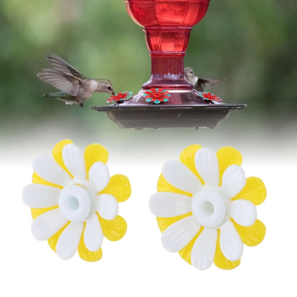 30sets Yellow + White Hummingbird Feeder Replacement Flowers Feeding Ports Flowers Garden Use