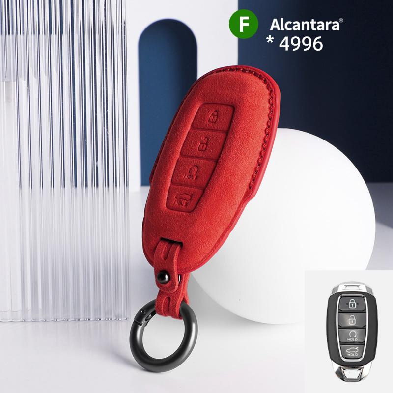 Alcantara For Hyundai Solaris Azera Elantra KONA Grandeur IG Accent Santa Fe Car Key Case Accessories Keychain Shell 2025 2025