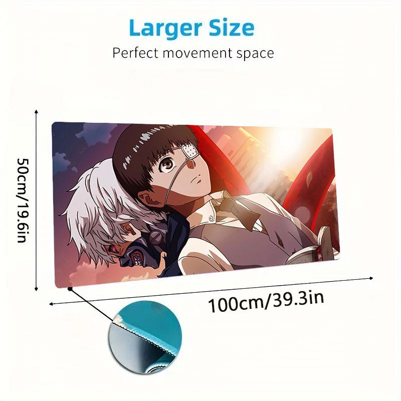 Tokyo Ghoul Mouse Pad, Large Gaming Desk Mat, Non-slip XXL Mousepad for Laptop & Tablet, Mini PC Playmat with Stitched Edges