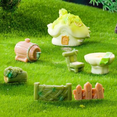 Adorno de Micro Paisaje Tema Bosque Decoración de Escritorio en Miniatura Figuras de Resina para Estantería y Maceta