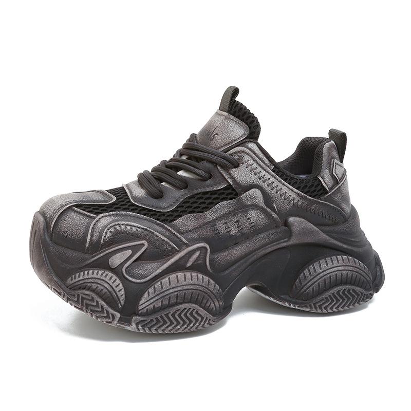 Thick-soled Muffin Mesh Dad Shoes Women's Spring New Small Man Thick-soled Color Matching Versatile Fashion Casual Shoes