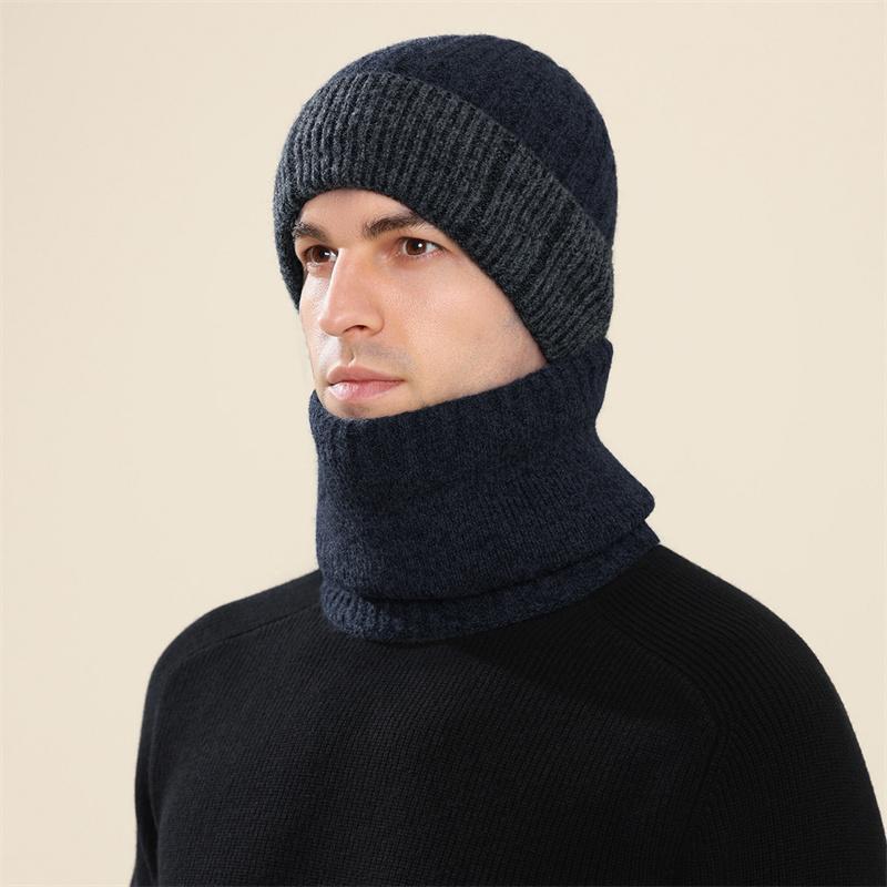 Winter Cashmere Wool Hat Warm Cold-Proof Knitted Hat Scarf Gloves Hat Three-Piece Set