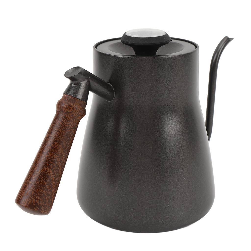 850ml Kaffeekessel mit Thermometer Langer schlanker Ausguss Edelstahl Holzgriff Schwanenhals Teekanne