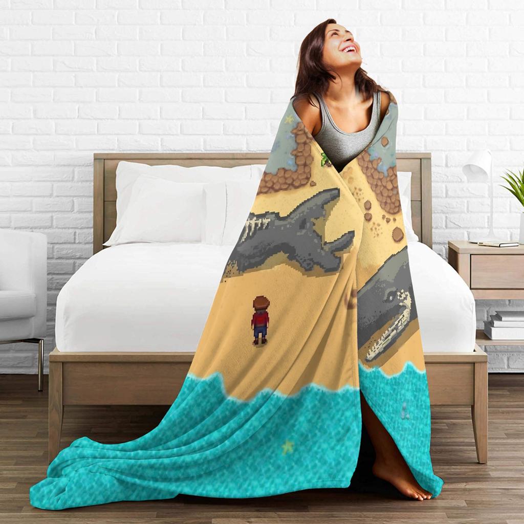 Stardew Valley Animals Chicken Blanket Camping Flannel Throw Blanket For Couch Chair Warm Soft Custom DIY Quality Bedspread Gift